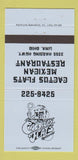 Matchbook Cover - Cactus Flats Mexican Food Lima OH 30 Strike