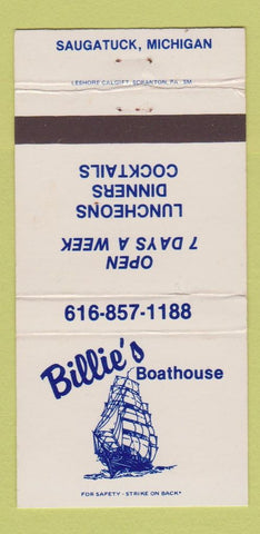Matchbook Cover - Billie's Boathouse Saugatuck MI 30 Strike