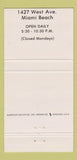 Matchbook Cover - Gatti Restaurant Miami Beach FL 1976 cats 30 Strike