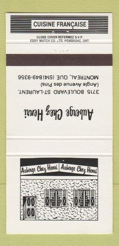 Matchbook Cover - Auberge Chez Henri French Montreal QC 30 Strike