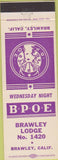 Matchbook Cover - Matchbook Cover Elks Club Brawley CA