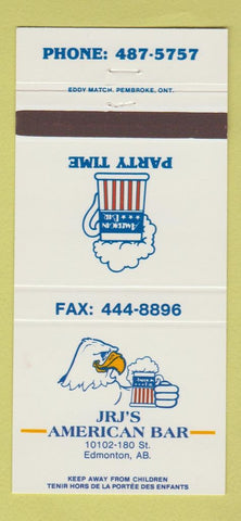 Matchbook Cover - Jrj's America Bar Edmonton AB 30 Strike
