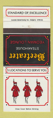 Matchbook Cover - Beefeater Steak Yeoman Calgary Red Deer Edmonton AB 30 Strike