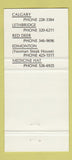 Matchbook Cover - Beefeater Steak Yeoman Calgary Red Deer Edmonton AB 30 Strike