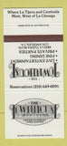 Matchbook Cover - The Townhouse Restaurant Los Angeles CA 30 Strike