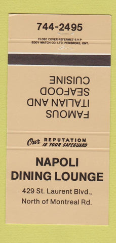 Matchbook Cover - Napoli Restaurant Italian Montreal? 30 Strike