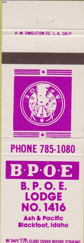 Matchbook Cover - Matchbook Cover Elks Club Blackfood ID