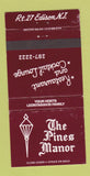 Matchbook Cover - The Pines Manor Edison NJ 30 Strike