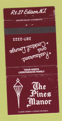 Matchbook Cover - The Pines Manor Edison NJ 30 Strike