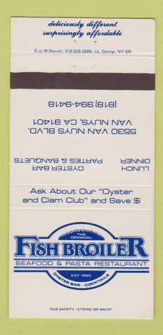 Matchbook Cover - Fish Broiler Seafood Van Nuys CA 30 Strike