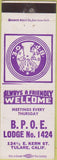 Matchbook Cover - Matchbook Cover Elks Club Tulare CA