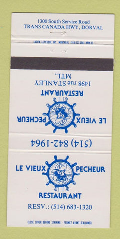 Matchbook Cover - Le Vieux Pecheur Restaurant Montreal QC 30 Strike