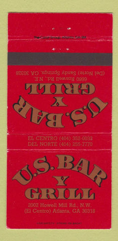 Matchbook Cover - US Bar Y Grill Sandy Springs GA 30 Strike