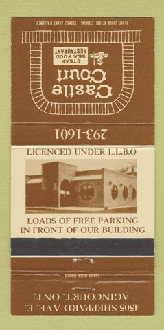 Matchbook Cover - Castle Court Restaurant Agincourt ON 30 Strike