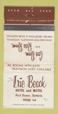 Matchbook Cover - Erie Beach Hotel Motel Port Dover ON WORN 30 Strike