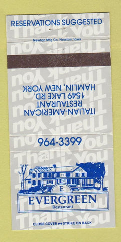 Matchbook Cover - Evergreen Restaurant Hamlin NY 30 Strike