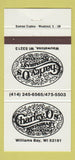 Matchbook Cover - Charley O's Restaurant Williams Bay WI Wauwatosa 30 Strike