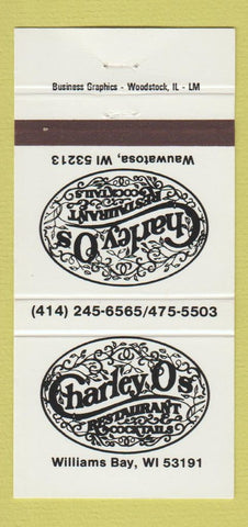 Matchbook Cover - Charley O's Restaurant Williams Bay WI Wauwatosa 30 Strike