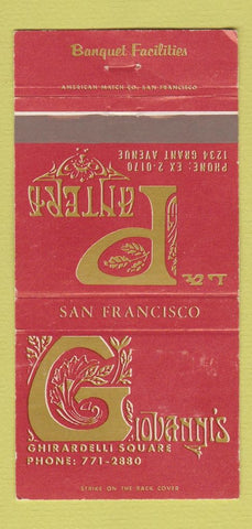 Matchbook Cover - Giovanni's Restaurant San Francisco CA WEAR 30 Strike
