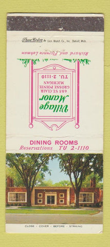 Matchbook Cover - Village Manor Grosse Pointe MI 30 Strike