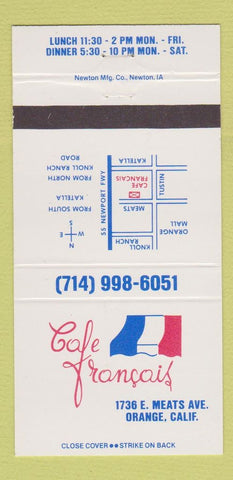 Matchbook Cover - Cafe Francois Orange CA 30 Strike