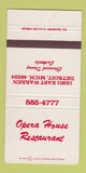 Matchbook Cover - Opera House Restaurant Detroit MI 30 Strike
