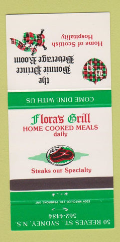 Matchbook Cover - Flora's Grill Sydney NS Bonnie Prince Room 30 Strike