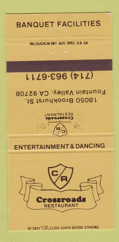 Matchbook Cover - Crossroads Restaurant Fountain Valley CA 30 Strike