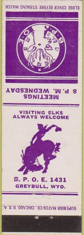 Matchbook Cover - Matchbook Cover Elks Club Greybull WY