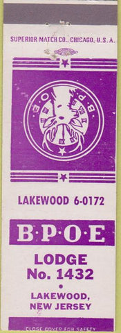 Matchbook Cover - Matchbook Cover Elks Club Lakewood NJ