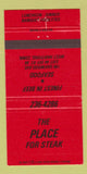 Matchbook Cover - The Place for Steaks West Hartford CT 30 Strike
