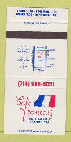 Matchbook Cover - Cafe Francois Orange CA 30 Strike