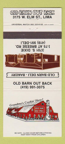 Matchbook Cover - Old Barn Out Back Lima OH restaurant 30 Strike