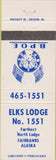 Matchbook Cover - Matchbook Cover Elks Club Fairbanks AK