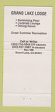 Matchbook Cover - Grand Lake Lodge Colorado 30 Strike