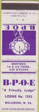 Matchbook Cover - Matchbook Cover Elks Club Wellsburg WV