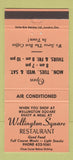 Matchbook Cover - Wellington Square Restaurant 30 Strike