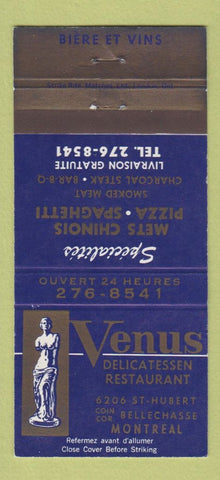 Matchbook Cover - Venus Deli Restaurant Montreal QC 30 Strike