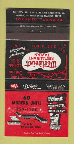 Matchbook Cover - Westpoint Motor Hotel Toronto ON 30 Strike