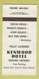 Matchbook Cover - Kenwood Hotel Kenora ON 30 Strike