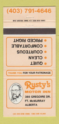 Matchbook Cover - Rusty's Motor Inn Fort McMurray AB 30 Strike