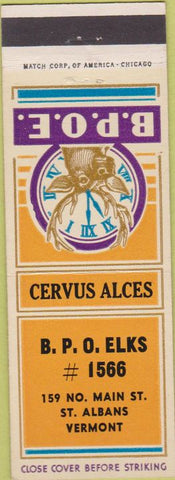 Matchbook Cover - Matchbook Cover Elks Club St Albans VT WEAR