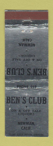 Matchbook Cover - Ben's Club Newman CA low phone #