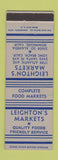 Matchbook Cover - Leighton's Markets Grocery Long Beach Dominguez CA