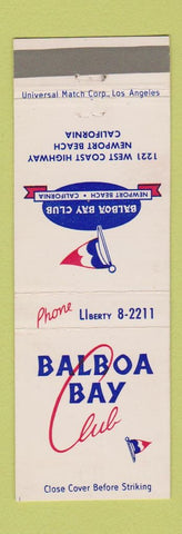 Matchbook Cover - Balboa Bay Club Newport Beach CA