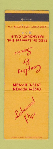 Matchbook Cover - Lakewood Pipe Coupling Paramount CA