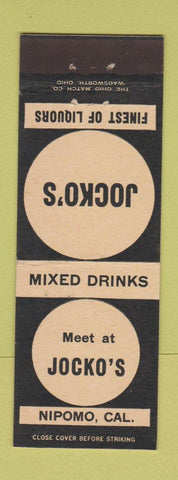 Matchbook Cover - Jocko's Nipomo CA