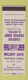 Matchbook Cover - Melody Cafe Fairfax Motel Bakersfield CA