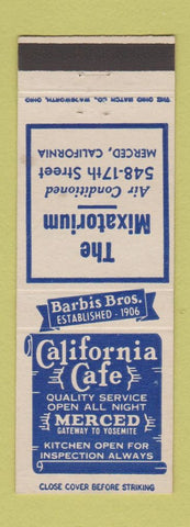 Matchbook Cover - California Cafe Barbis Bros Merced CA