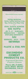 Matchbook Cover - Escondido Cement Products CA
